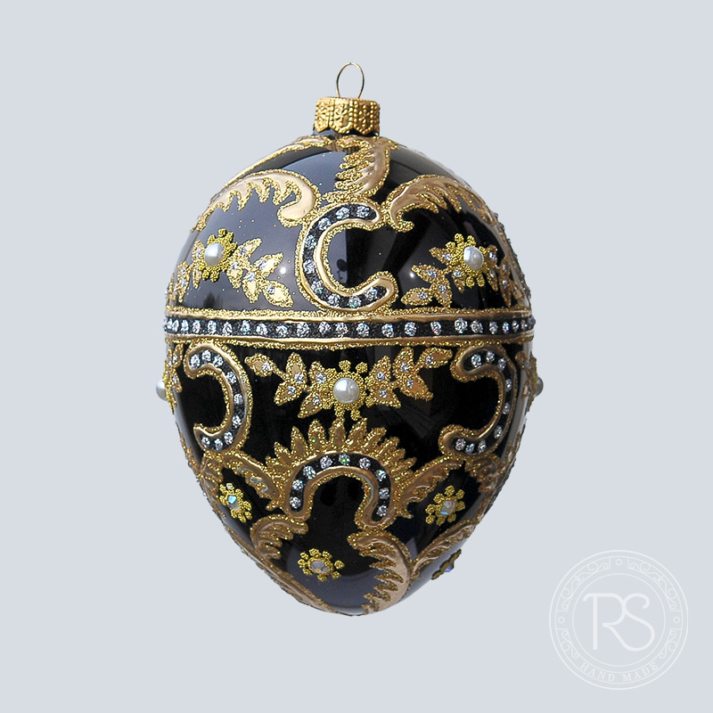 Faberge czarne paproć - Ręcznie malowane bombki