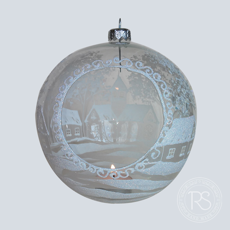 Śnieżny lampion - Ręcznie malowane szklane bombki